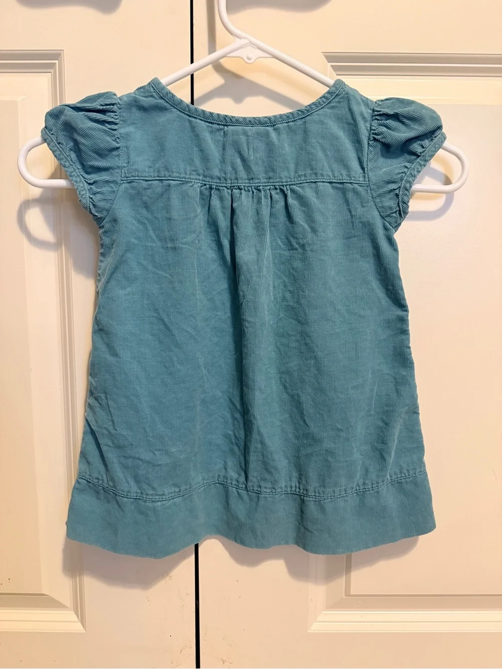 Mini Boden Teal Tunic Dress with Wooden Buttons